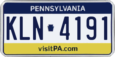 PA license plate KLN4191