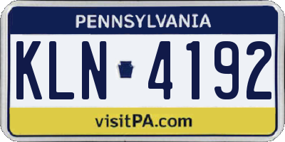 PA license plate KLN4192
