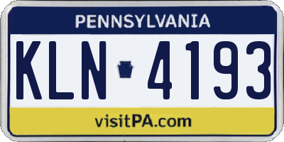 PA license plate KLN4193
