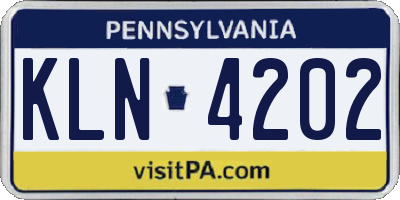 PA license plate KLN4202