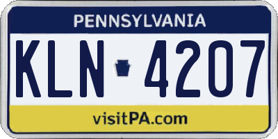 PA license plate KLN4207