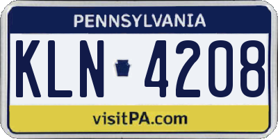PA license plate KLN4208