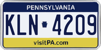 PA license plate KLN4209