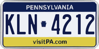 PA license plate KLN4212