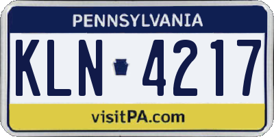 PA license plate KLN4217