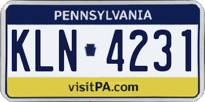 PA license plate KLN4231