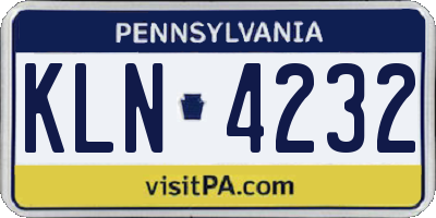 PA license plate KLN4232