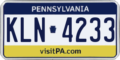 PA license plate KLN4233