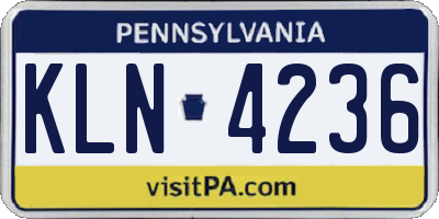 PA license plate KLN4236