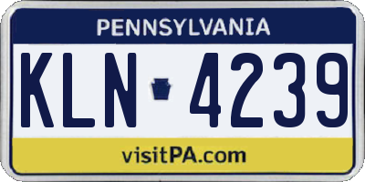 PA license plate KLN4239