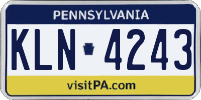 PA license plate KLN4243