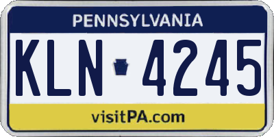 PA license plate KLN4245