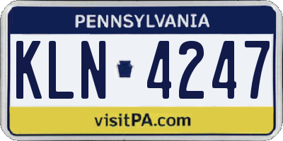 PA license plate KLN4247