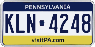 PA license plate KLN4248