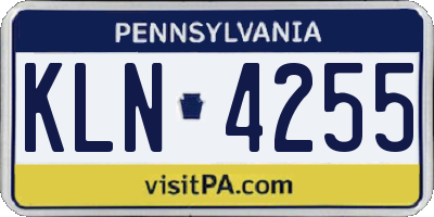 PA license plate KLN4255