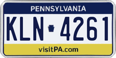 PA license plate KLN4261
