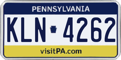 PA license plate KLN4262