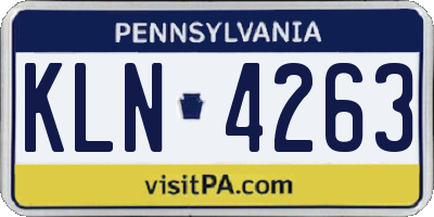 PA license plate KLN4263