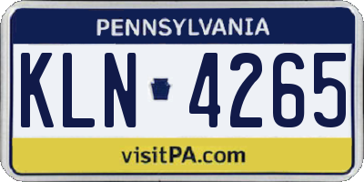 PA license plate KLN4265