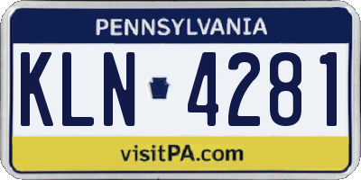 PA license plate KLN4281