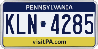PA license plate KLN4285