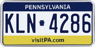 PA license plate KLN4286