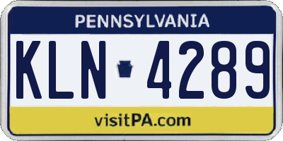 PA license plate KLN4289