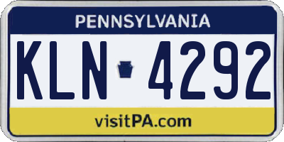 PA license plate KLN4292