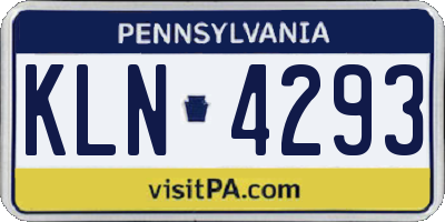 PA license plate KLN4293