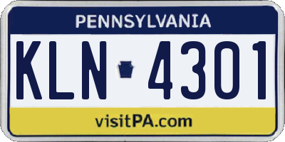 PA license plate KLN4301