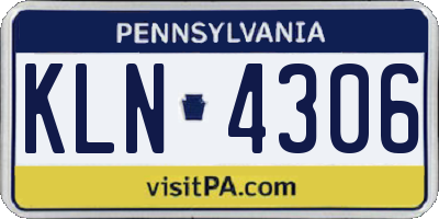 PA license plate KLN4306