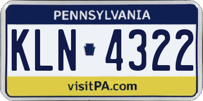 PA license plate KLN4322