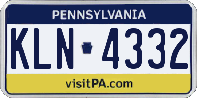 PA license plate KLN4332