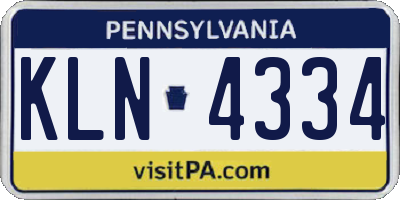 PA license plate KLN4334