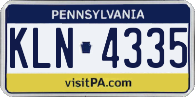 PA license plate KLN4335