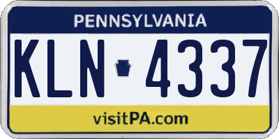 PA license plate KLN4337