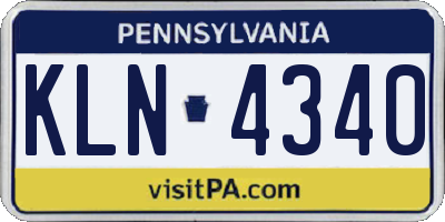 PA license plate KLN4340