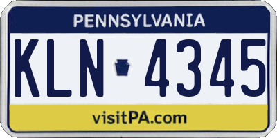 PA license plate KLN4345