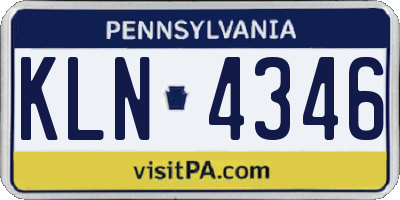 PA license plate KLN4346