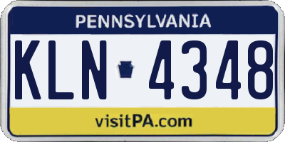 PA license plate KLN4348