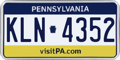 PA license plate KLN4352