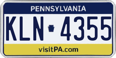 PA license plate KLN4355