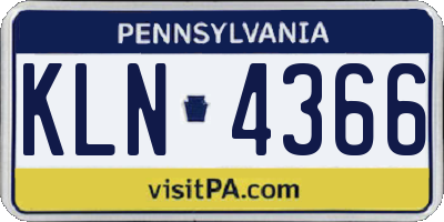 PA license plate KLN4366
