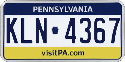 PA license plate KLN4367
