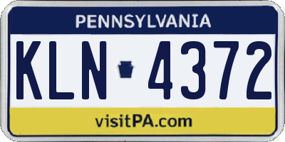 PA license plate KLN4372