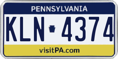 PA license plate KLN4374