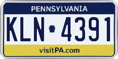 PA license plate KLN4391