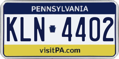 PA license plate KLN4402