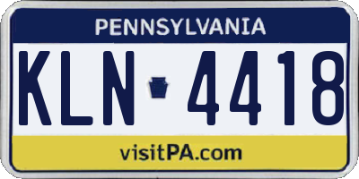 PA license plate KLN4418
