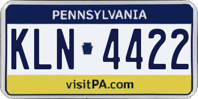 PA license plate KLN4422